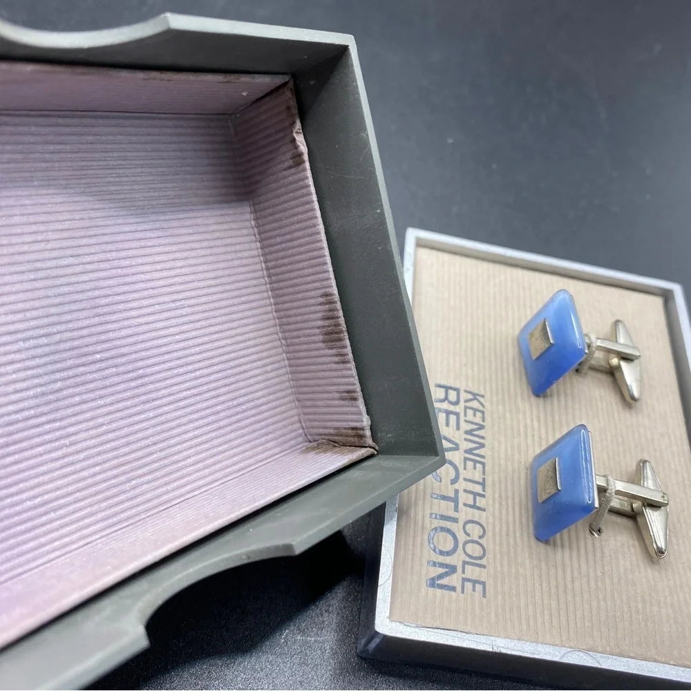 Kenneth Cole Reaction Blue & Silver Cuff Links